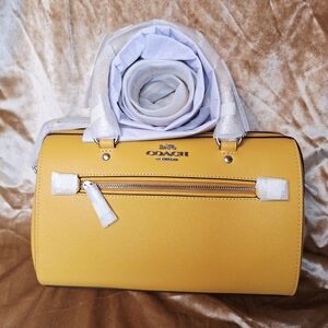 Coach Rowan Satchel Mustard Yellow Leather
